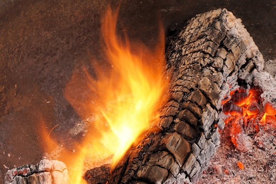 Burning wood
